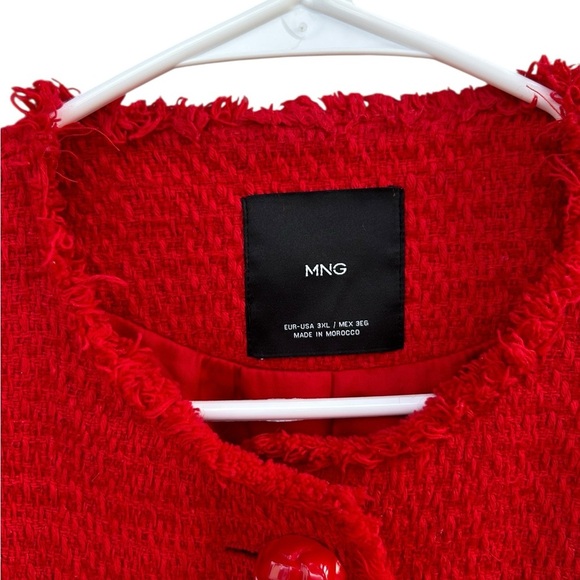 Mango TWEED JACKET WITH POCKETS - Size 3XL - Red - Picture 10 of 12